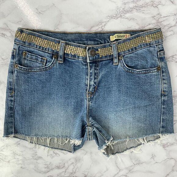 Stamp 10 Blue Metal Detail Custom Cutoff Shorts 4 - Picture 6 of 6